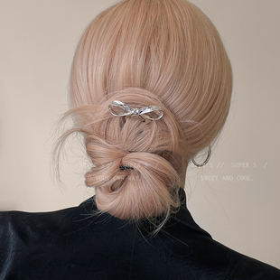 蝴蝶结U型发簪女小号日常通勤高级感H簪子发饰发量多盘发发钗头饰