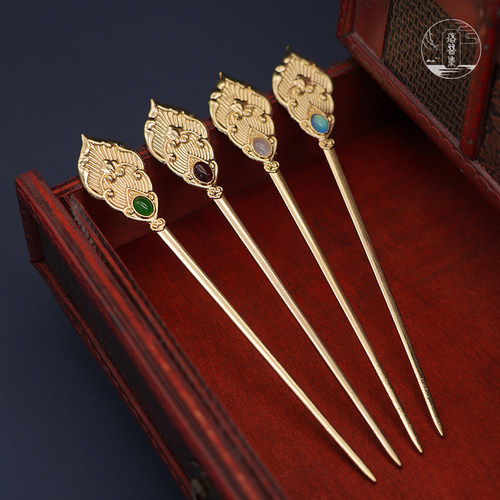 汉服古风发簪女盘发古装配饰百搭合金头饰唐风明制旗Y袍供养人簪