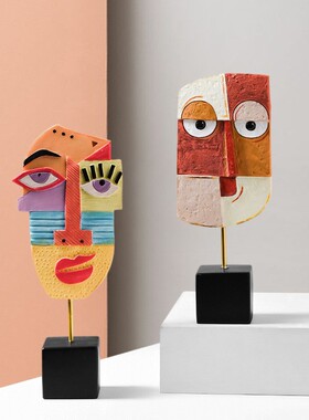 抽象人物雕d塑艺术摆件人脸北欧现代轻奢创意家居客厅酒柜小装饰