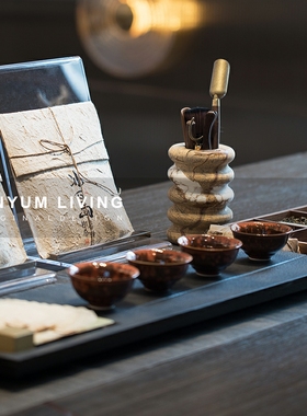 新中式样板间茶室古韵铸铁松针茶壶茶具I古典书房软装饰品桌面摆