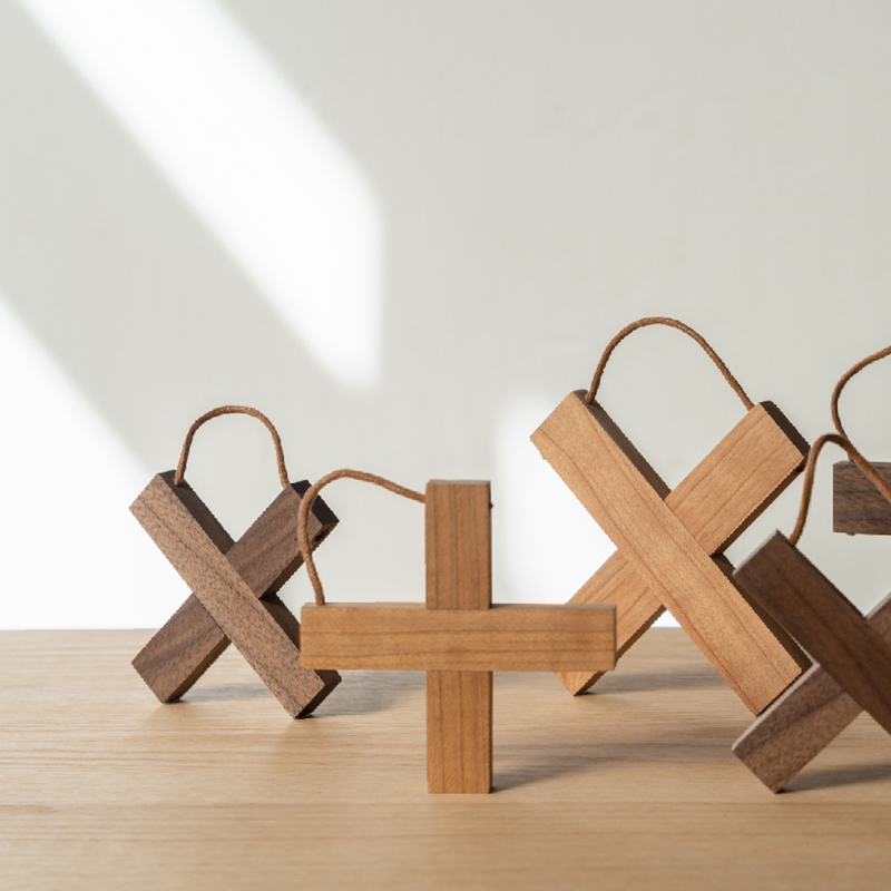 MUMO木墨 十字木垫 原木樱桃木黑胡桃隔热垫创意S家用餐厅木质垫