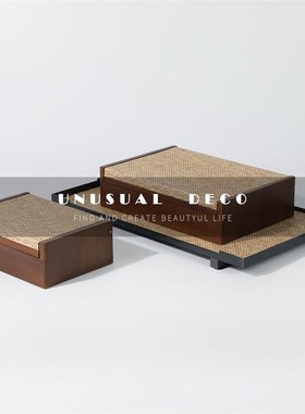 UNUSUAL 新中式现代皮编木质首饰储物盒托盘组合样W板间装饰品饰