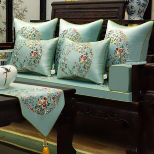 新中式红木沙发五垫子罗汉床靠背垫坐垫定制件套刺绣实木家具海绵