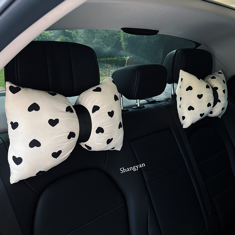 汽车头枕护颈枕车载座椅靠枕车用创意简约爱O心女生车内枕头腰靠