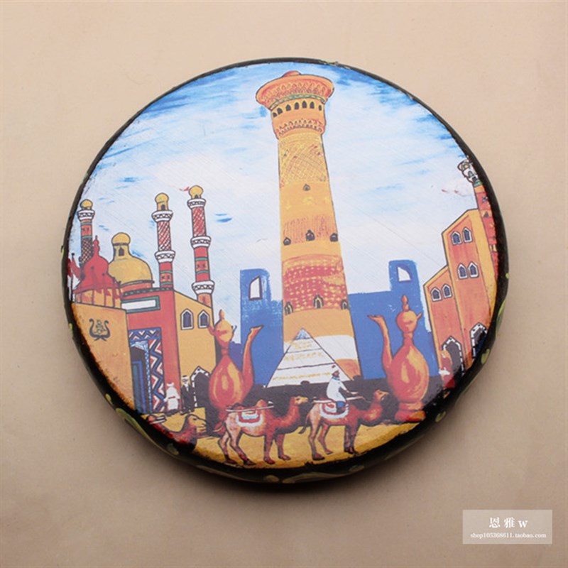 维吾尔民族手工j乐器新疆彩绘手鼓演奏美女手鼓舞台装饰舞蹈演出