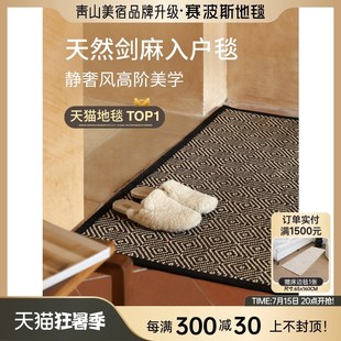 高级轻r奢进门地垫玄关垫子耐脏门口脚垫青山美 入户地毯剑麻法式