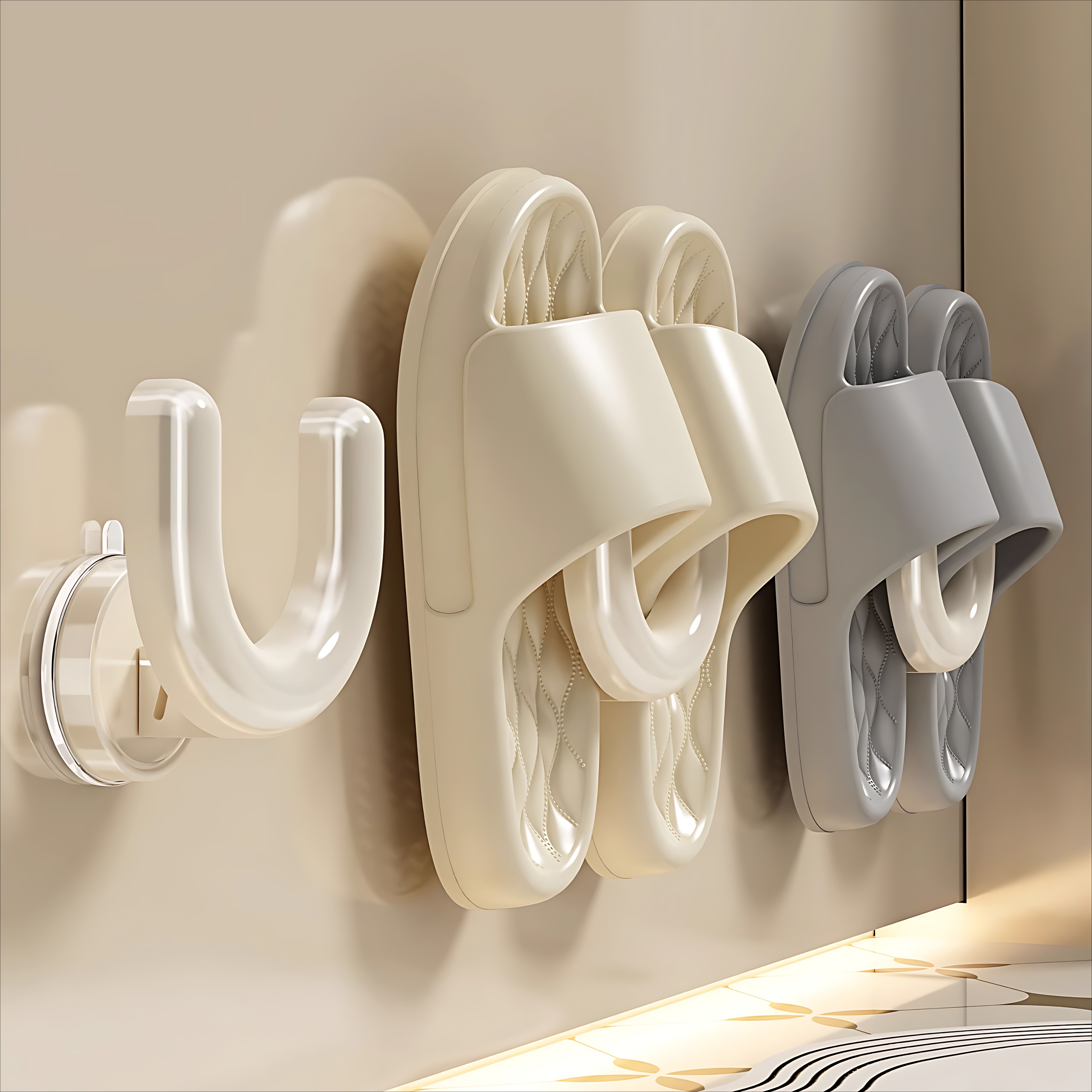 免打孔吸盘拖鞋架沥水挂架