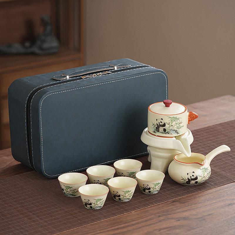 茶具现陶瓷套装家用懒人石磨泡茶萌趣熊猫茶壶功夫茶杯整套档