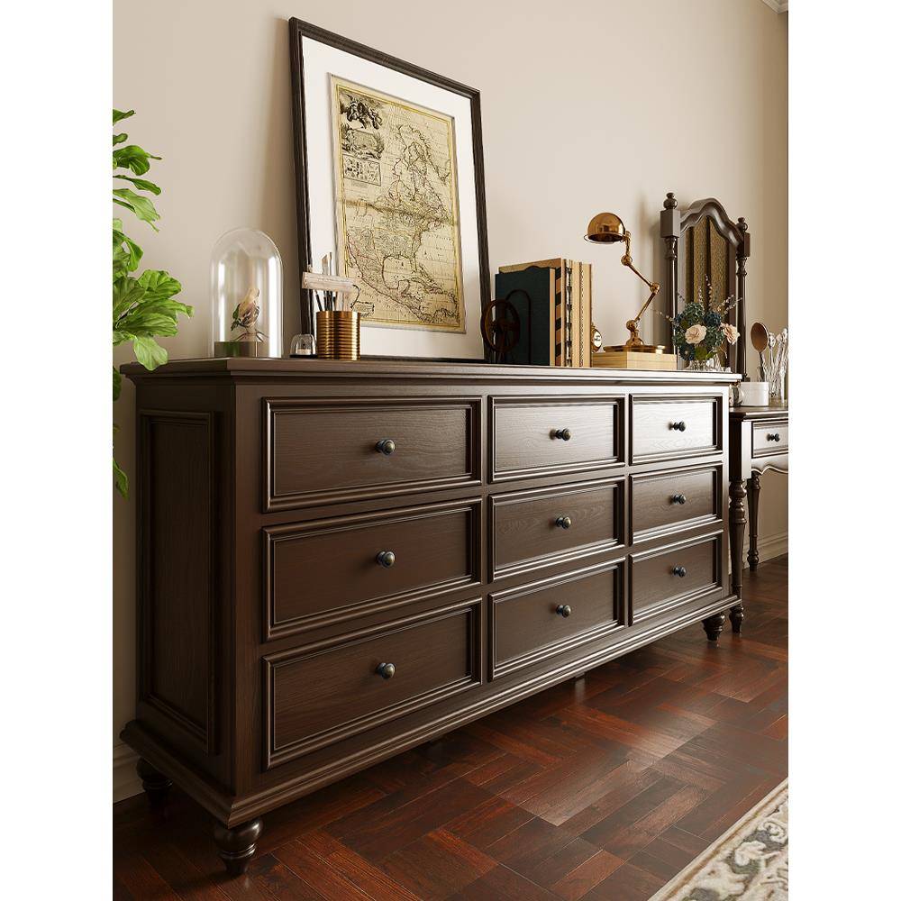 美式白蜡实木九斗柜卧室床尾储物柜客厅收纳柜主卧五斗玄关柜靠墙