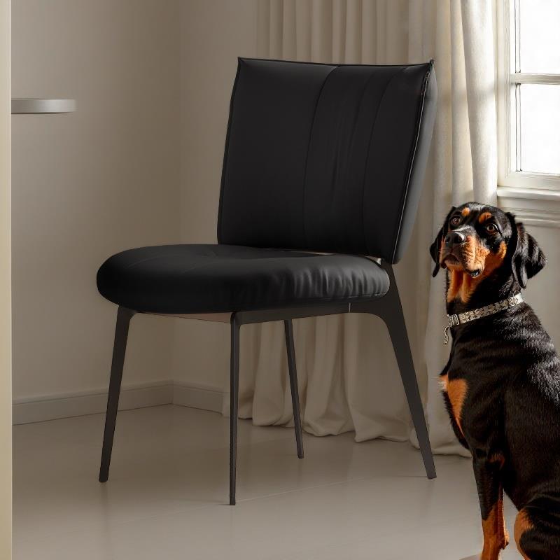 2025意式现代极简真皮餐椅家用设计师靠背椅子简约高级感餐桌椅