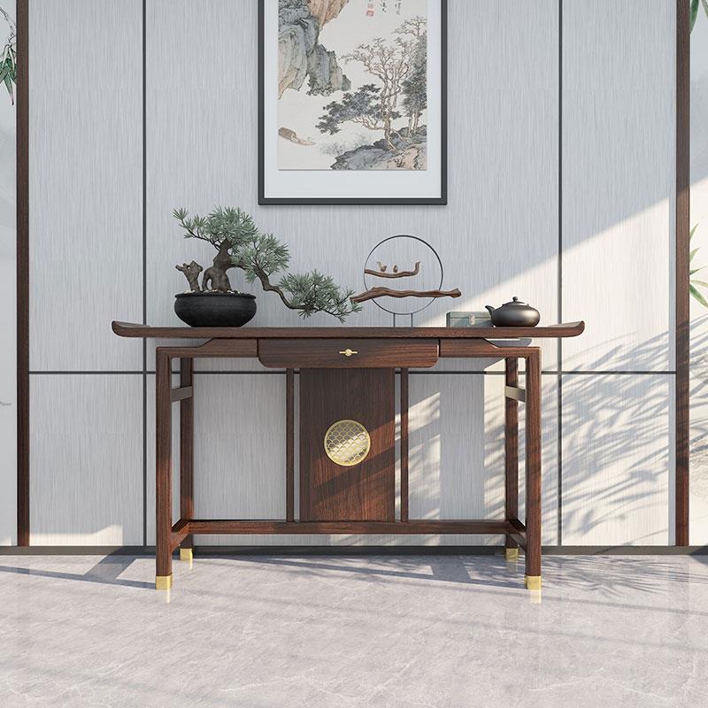 入户正对门玄关桌老榆木条案新中式玄关台玄关柜全实木条几置物台