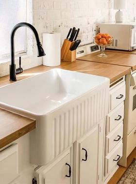 美式前置陶瓷洗菜盆半嵌入式厨房超深大水池水槽Farmhouse sink
