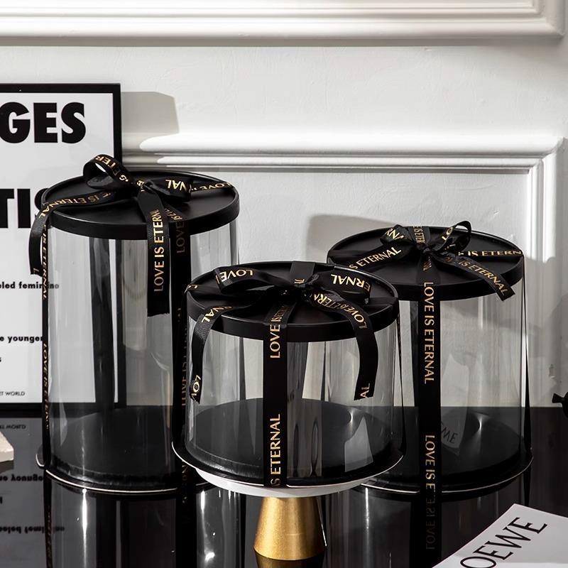 黑色蛋糕盒黑底6寸圆形蛋糕包装盒高级高端六寸蛋糕盒子底托 托黑