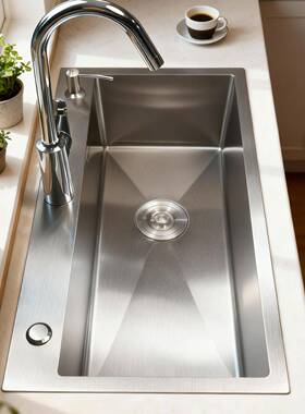 厨房水槽大单槽洗菜盆不锈钢加厚双槽改单槽68x3872x3876x4182x45