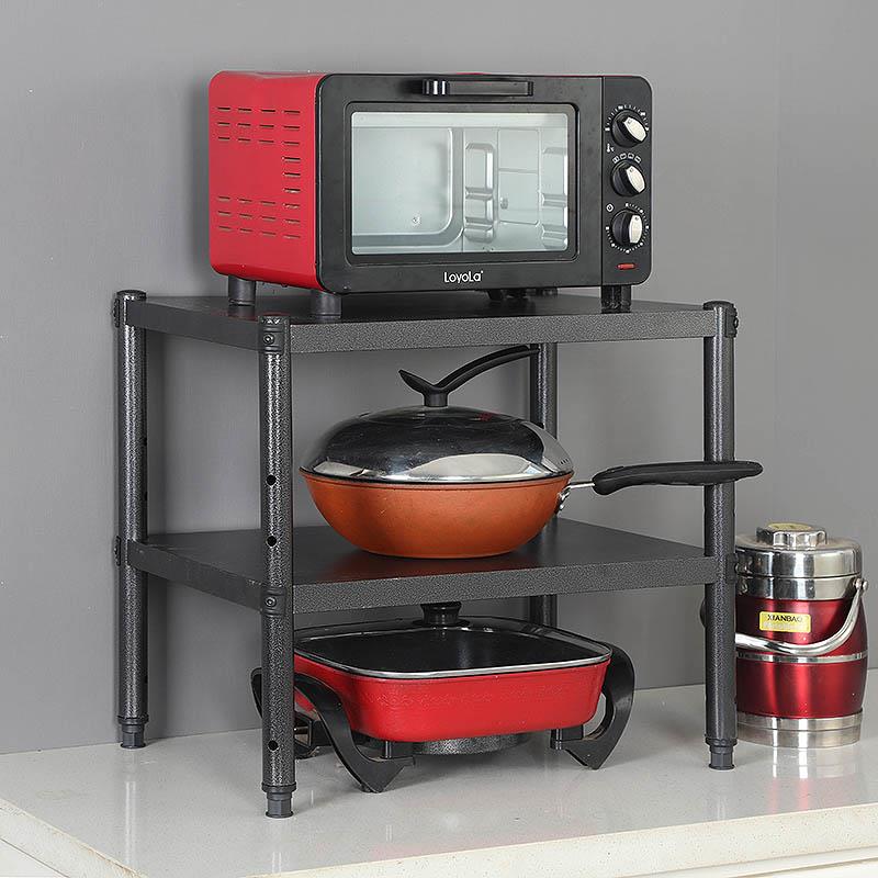 厨房微波炉置物架子家用台面桌面电饭煲烤箱碗盘收纳支架双层加厚