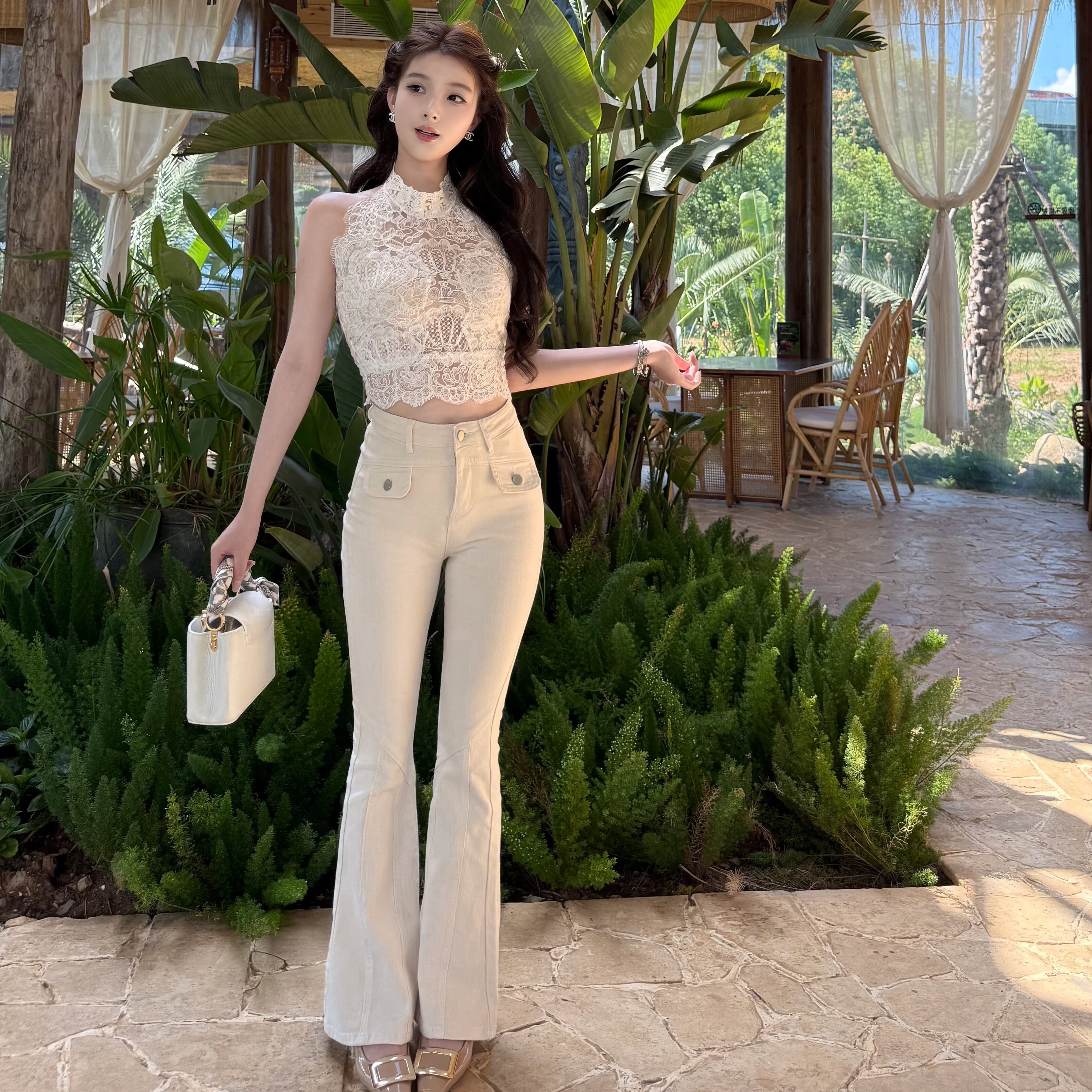 Layyyy韩女显瘦修身微喇牛仔裤