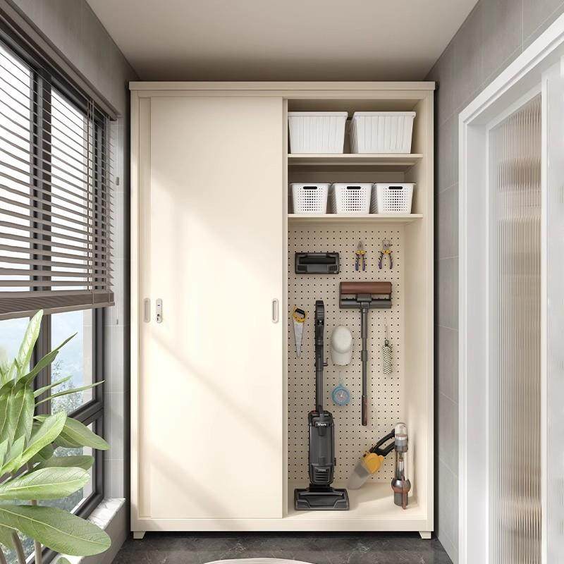 家用阳台储物柜卧室推拉门衣柜室外阳台收纳柜防水防晒带锁置物柜