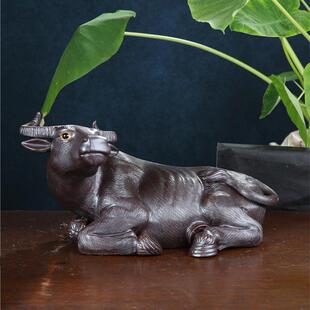 12英寸躺黑色水牛陶醉酒湾陶瓷娃娃装饰工艺品流行缺口角落装饰