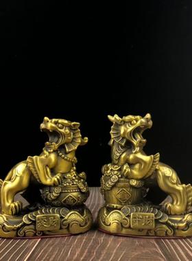 纯铜貔貅招财摆件聚宝盆路冲壁刀客厅书房玄关偏财炒股办公室