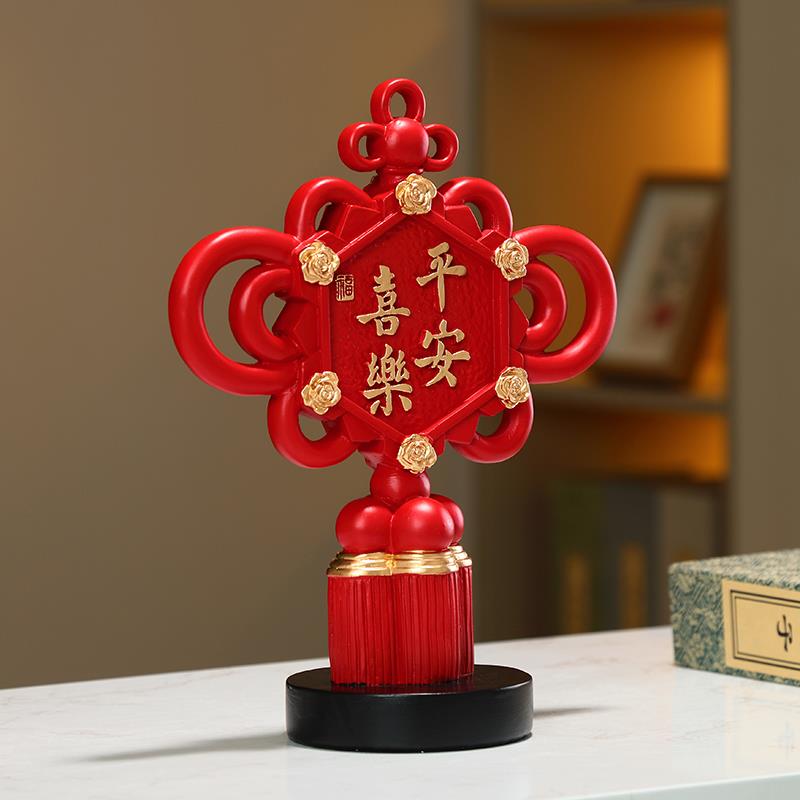 新中式平安喜乐中国结摆件客厅玄关柜酒柜桌面工艺品乔迁新居礼物