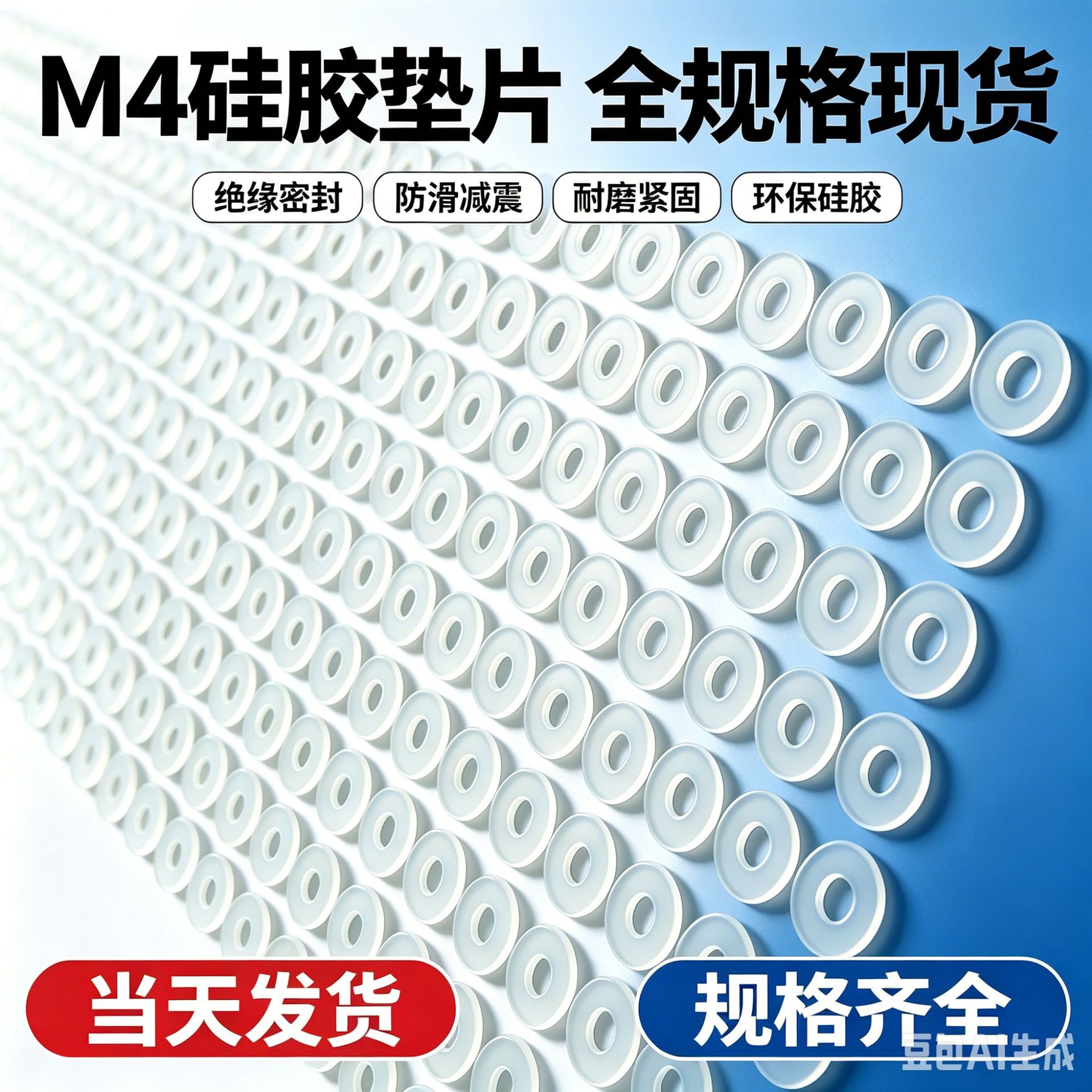M4 精密电子硅胶垫片 仪表螺丝绝缘平垫 微型密封防滑减震硅胶垫