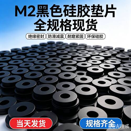 M2 精密电子硅胶垫片 黑色数码仪表螺丝平垫 绝缘密封防滑减震垫