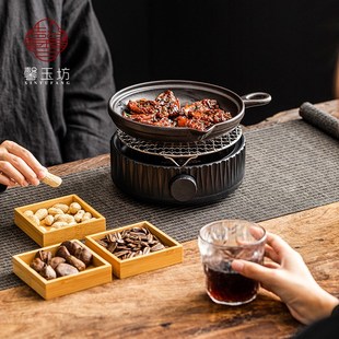 多功能陶瓷烤盘电陶炉烤肉耐高温可干烧户外围炉烧烤盘炭炉小火炉