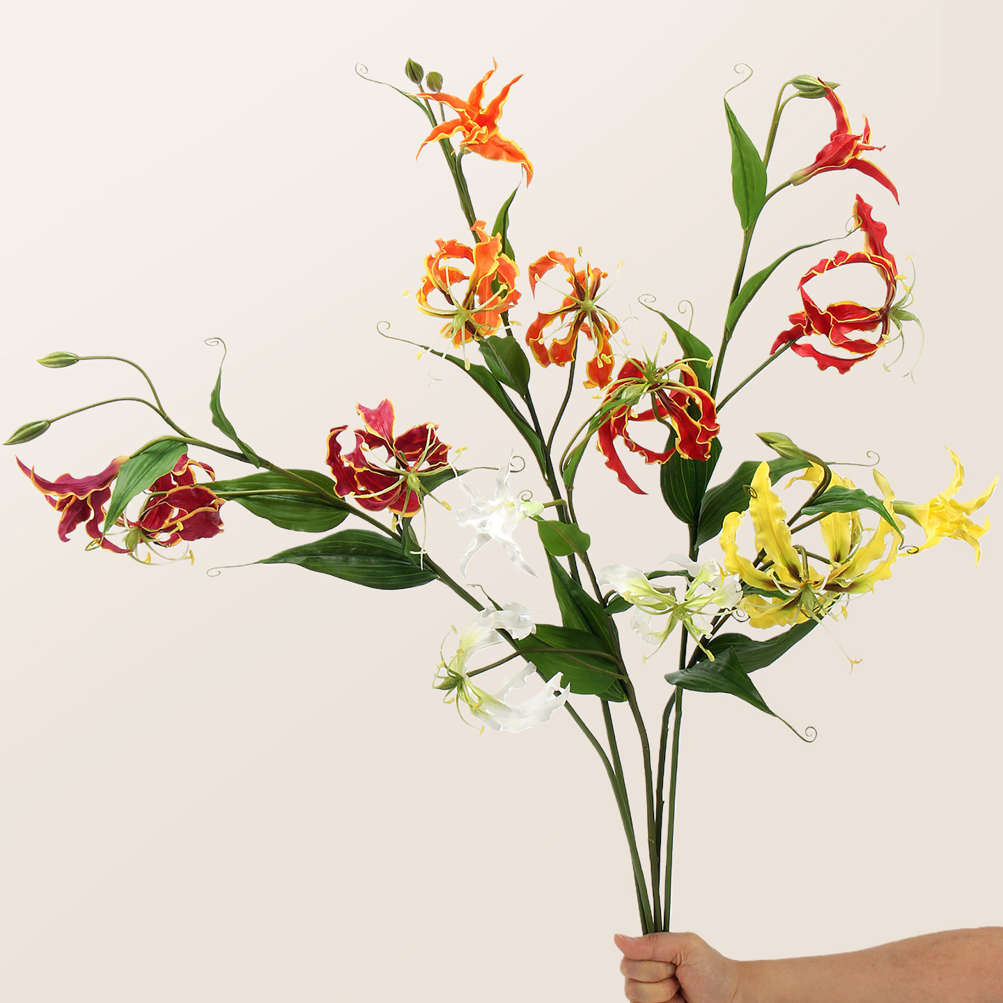 【成功勇敢】仿真花嘉兰火焰百合花假花客厅高级插花摆设装饰花艺