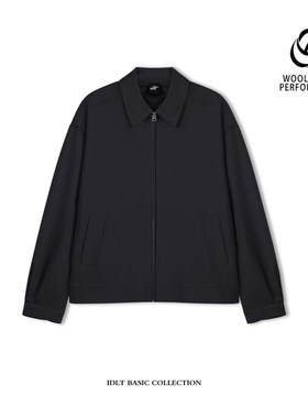 IDLT 羊毛翻领夹克拉链外套 高品质宽松廓形黑色老钱风潮男女欧美
