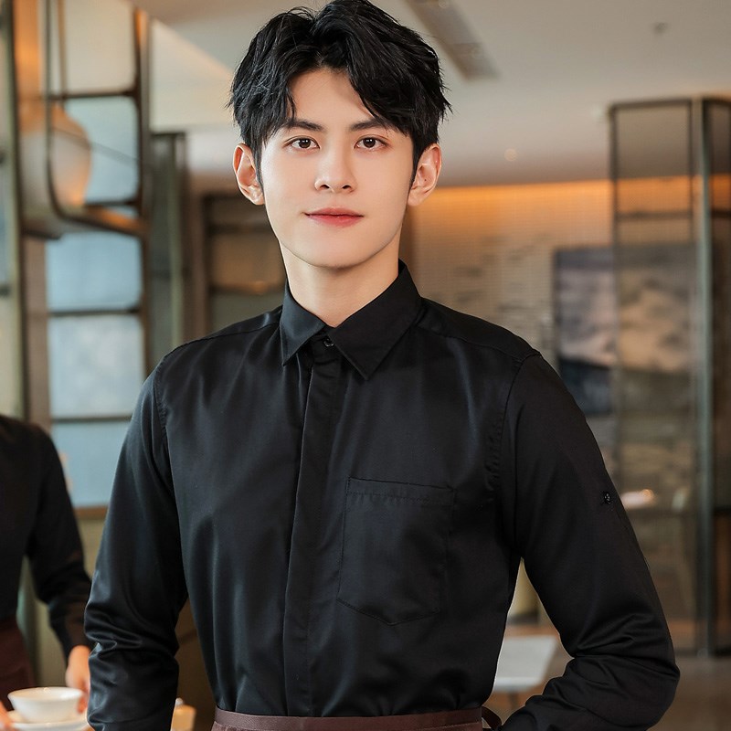 秋季服务员工作服长袖衬衫定制咖啡烘焙甜品奶茶蛋糕店衬衣印logo
