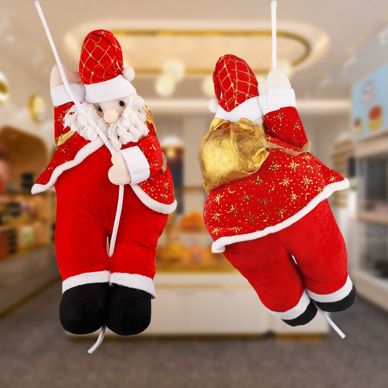 圣诞节装饰用品圣诞老人爬绳老人商场酒店幼儿园橱窗吊饰挂件挂饰