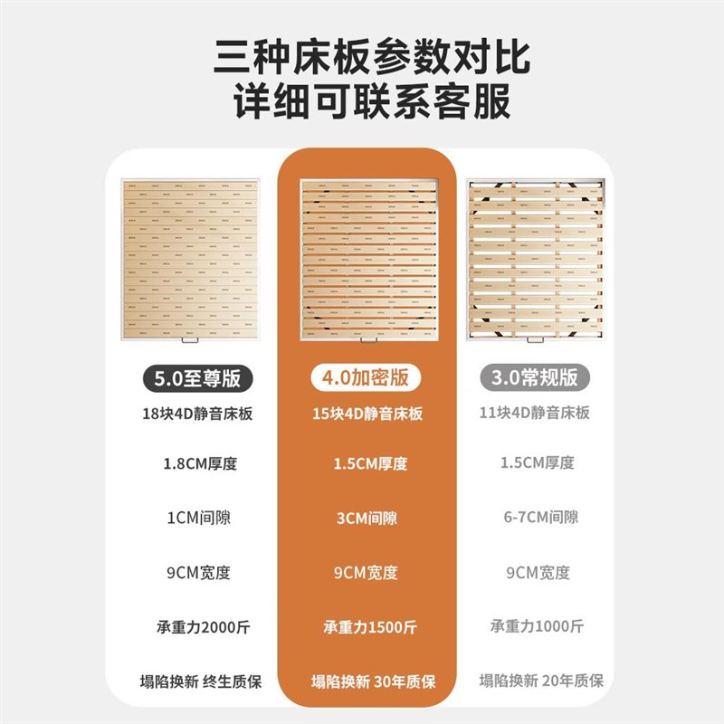 纯实木加密排骨架双人床卧室地台床民宿酒店落地薄床头床架可定制