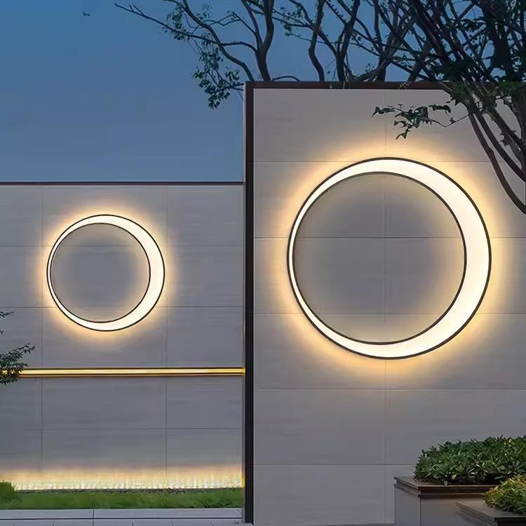 庭院背景墙灯户外防水庭院氛围月亮壁灯露台阳台影壁墙月牙壁灯