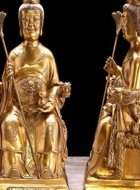 飞龙纯铜梨山圣母黎山梨山老母铜像佛像摆件家居工艺品