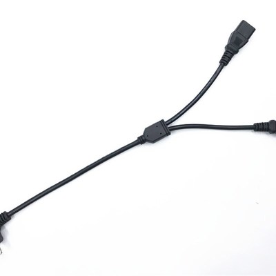 超短一分二品字电源线电脑显示器电饭锅热水壶一拖二品字电源线短