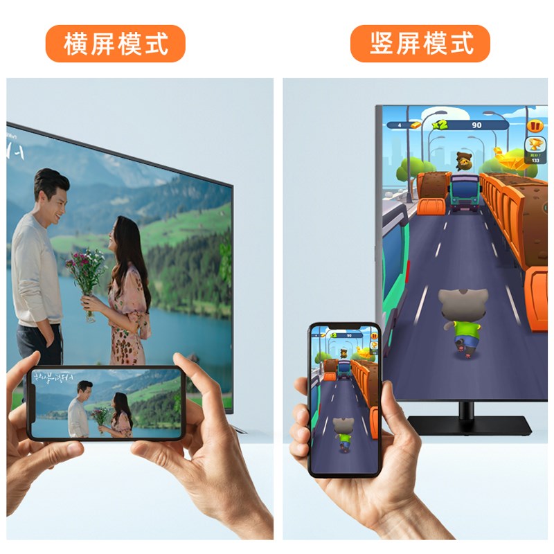 有线+无线竖屏旋转投屏器通用高清手机连电视直播同频VGA老显示器