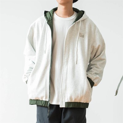 友町 2022秋季 日系复古两面穿厚实连帽夹克男潮青年外套学生百搭