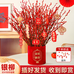 银柳真花鲜枝干花花束客厅摆件年宵花超长花期红柳枝条花卉绿植物