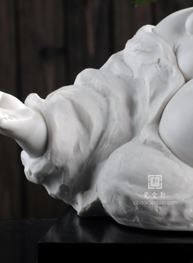 陶瓷弥勒笑佛顶天立地托手双手上举紫砂会茶所家居办公室工艺摆件