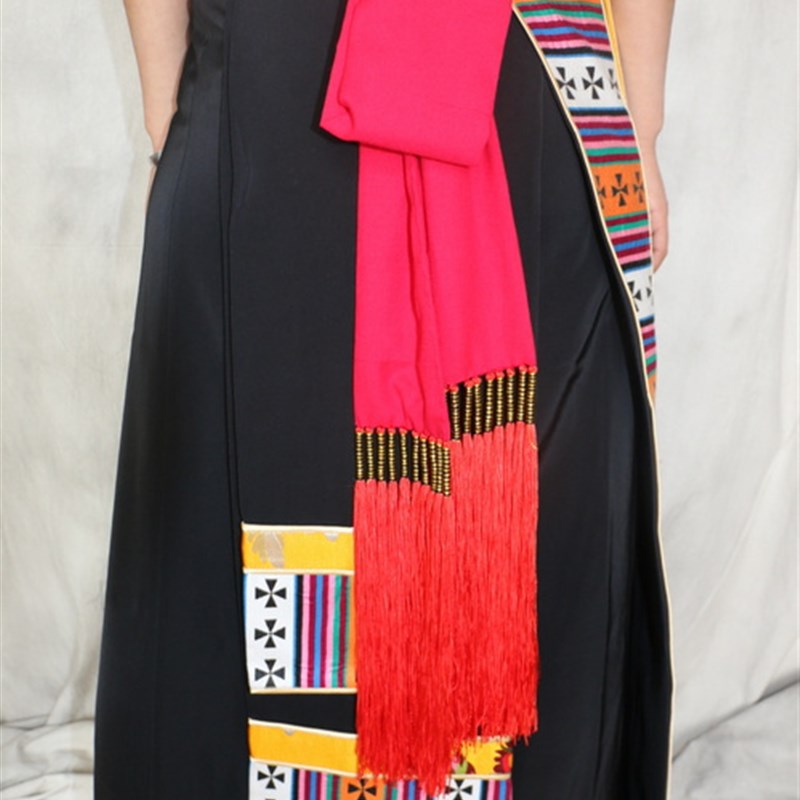 搭配藏服腰带西藏藏族老阿妈传统手工精致流苏男女红绿布腰带