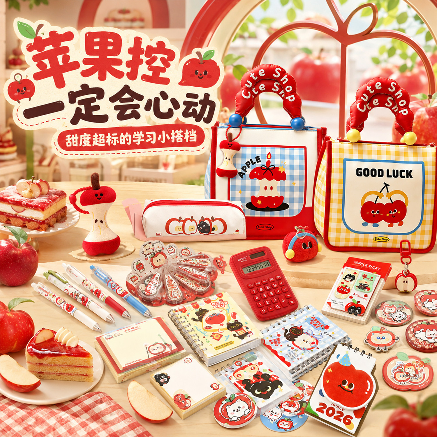 苹果文具套装小学生开学大礼包儿童生日礼物实用型奖励盲盒女孩初中生学习用品平安夜礼盒一年级入学准备必备