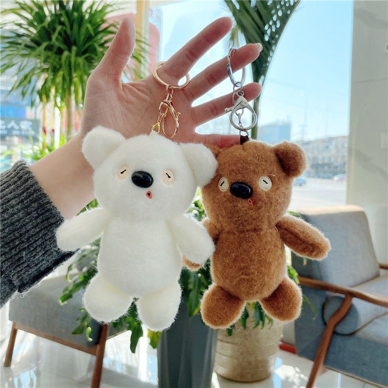 新款钥匙扣女可爱网红韩版毛绒迷你熊长腿熊学生书包挂件包包饰品