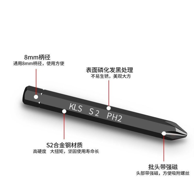 s2冲击批头十字撞批头一字内六角螺丝批头钢s2击打批电动螺丝刀头