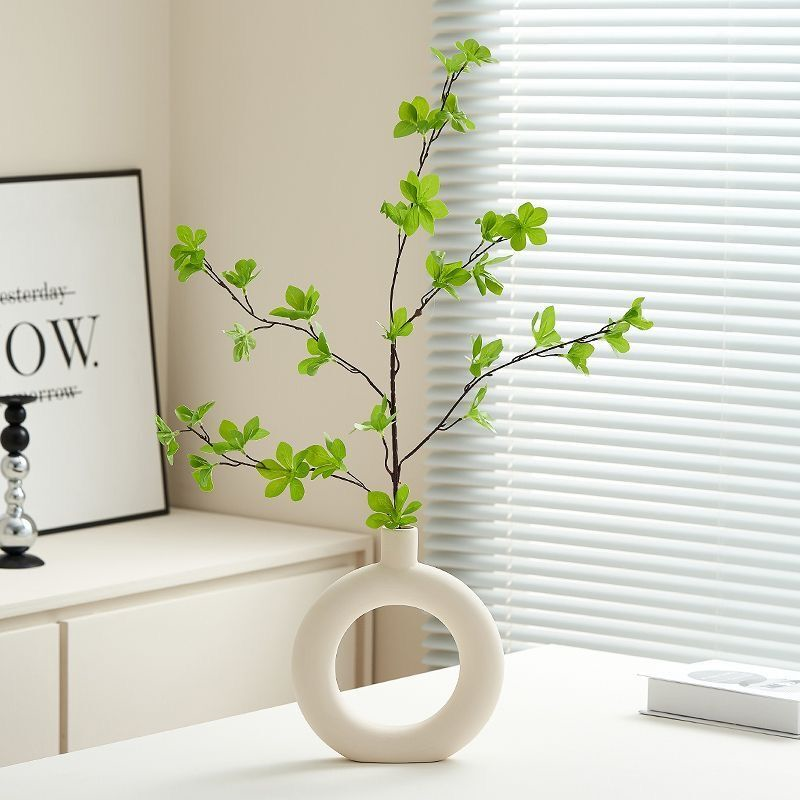 仿真绿植马醉木吊钟植物客厅插花餐桌装饰品仿真花圆环花瓶摆件