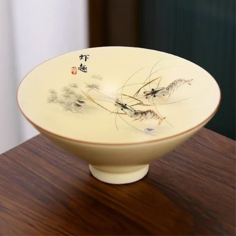 新式斗笠杯虾趣轻奢斗笠中国风茶杯个人专用高档主人茶杯单喝茶杯