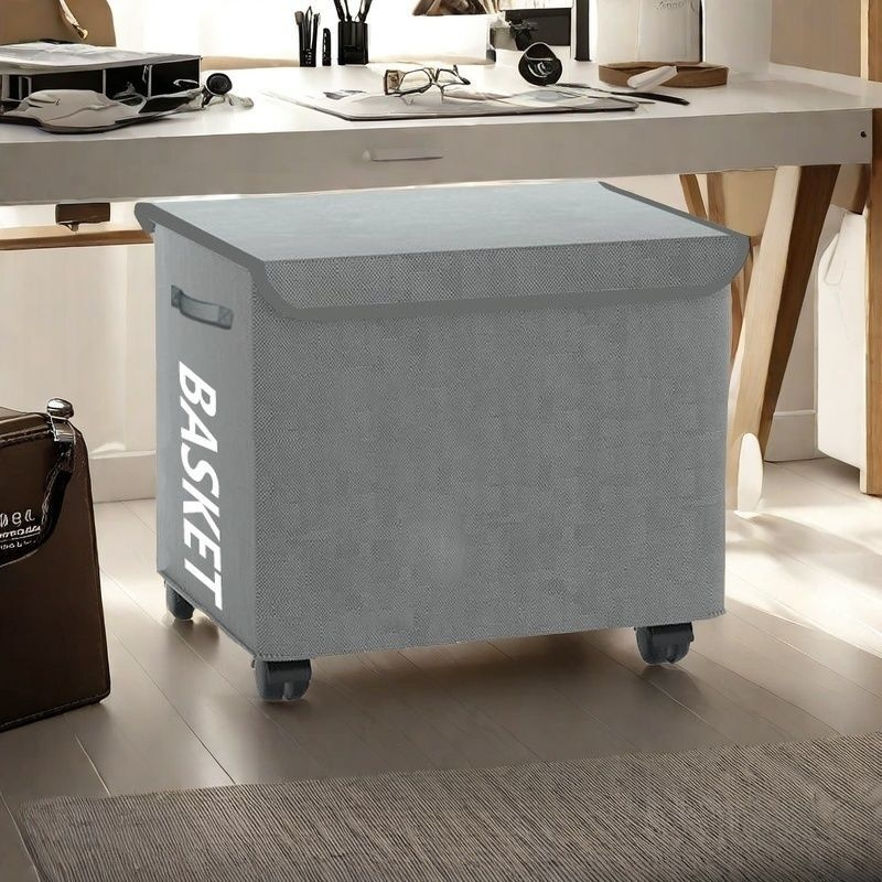 办公室桌下收纳筐零食包包收纳工位放包神器宿舍带轮可移动储物篮