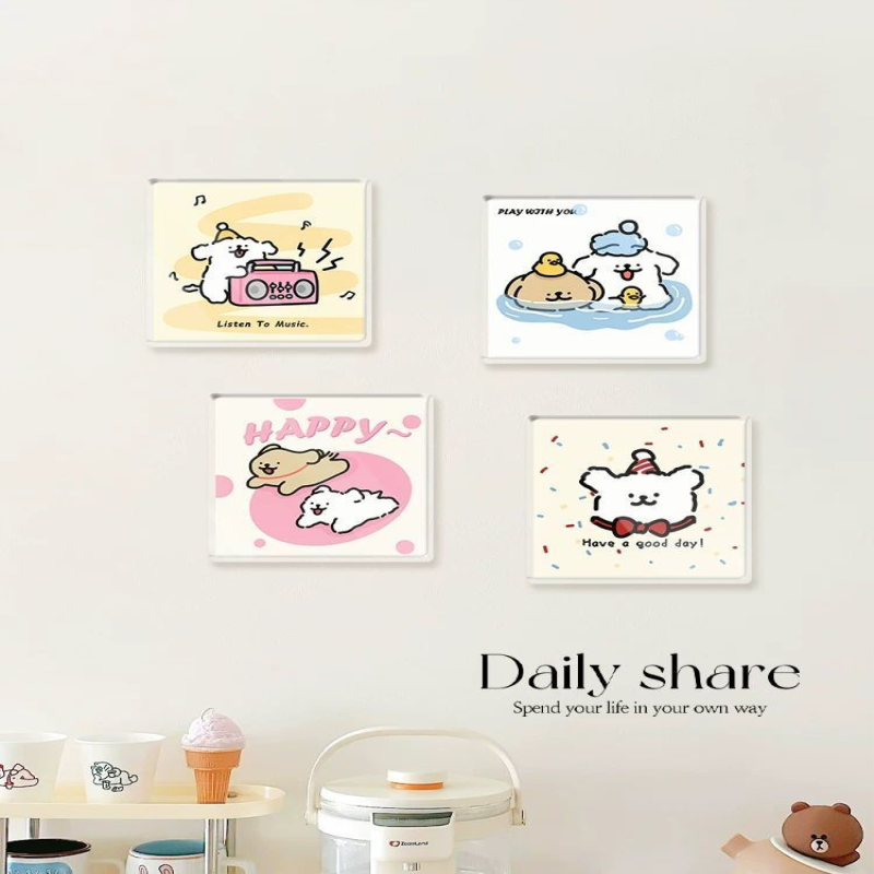 音乐小狗墙壁改造遮丑神器亚克力墙贴墙洞遮挡贴卫生间瓷砖美化贴