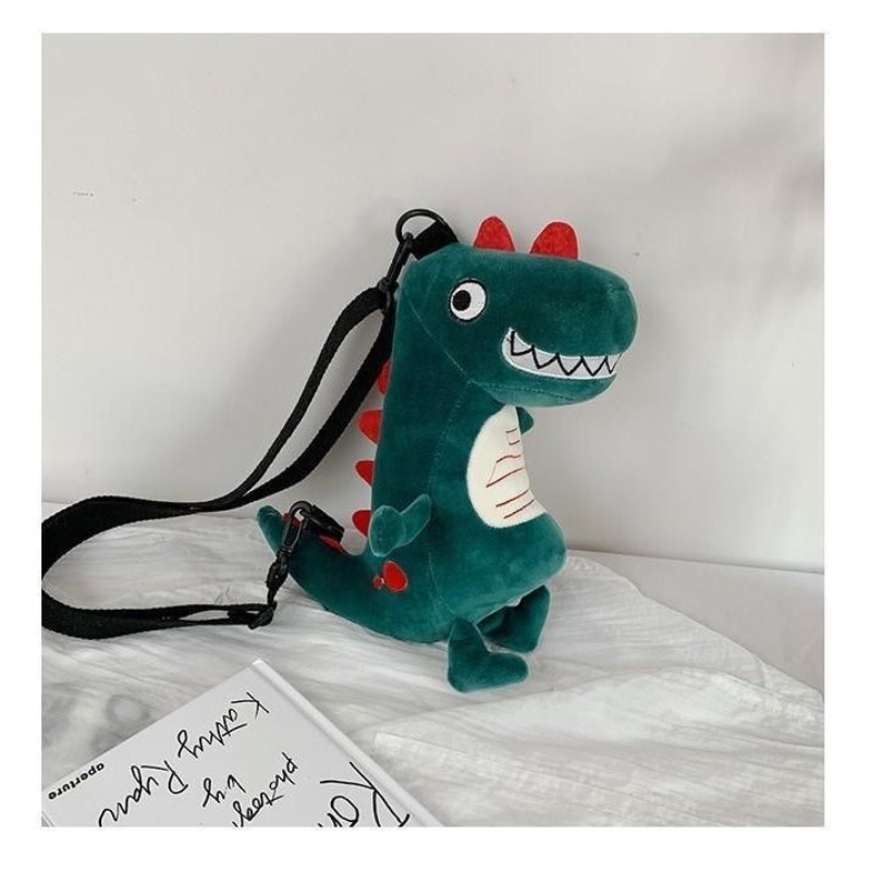 恐龙背包毛绒包包2025秋冬搞怪卡通可爱少女儿童斜挎包单肩包男童