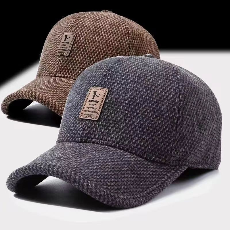 男士秋冬帽子棉帽户外运动爸爸棒球帽休闲保暖护耳中老年鸭舌帽