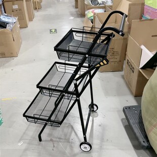 手推车置物架落地多层可移动收纳架旋转小推车厨房平行折叠